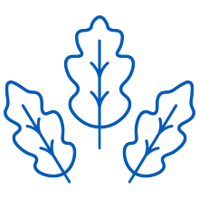 Icon of one big blue heart with two little white ones to represent "Gov Love". 