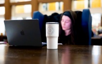 Zoom image: model of Campus Living Home Away Giveaway scarf