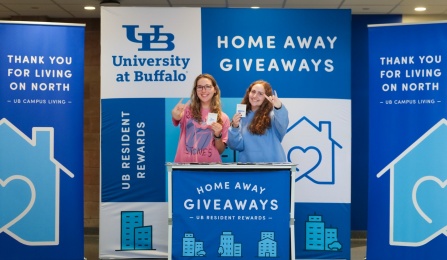 Zoom image: model of Campus Living Home Away Giveaway scarf