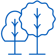Icon of one big blue heart with two little white ones to represent "Gov Love".