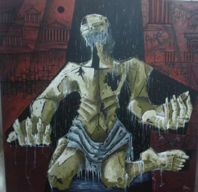 Claudio D'Leo, El inmortal (The Immortal), 2009, 100 x 100 cms, oil on canvas. 