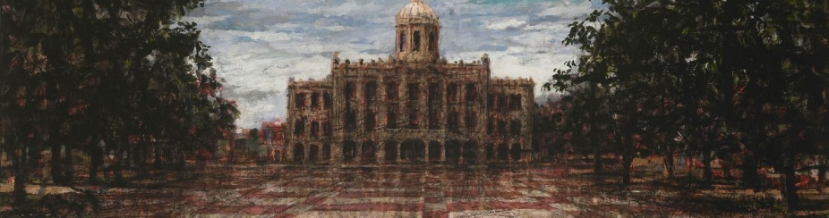 Acosta, Missing Link 2005, Acrylic on Canvas, 3' x 14". 