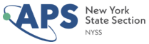 Logo for the American Physical Society New York State Section (NYSS), featuring large blue letters “APS” with an orbit graphic and the text “New York State Section NYSS” to the right. 