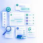 Illustrated icons depicting work that AI software Grammerly can do. 
