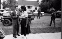 Minniejean Brown is interviewed by the press about being one of the first students to integrate Central High School in Little Rock, Arkansas in Septemeber 1947.