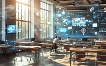 AI generated photo of a large classroom. 