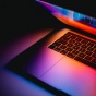 A picture of a lit up laptop. 