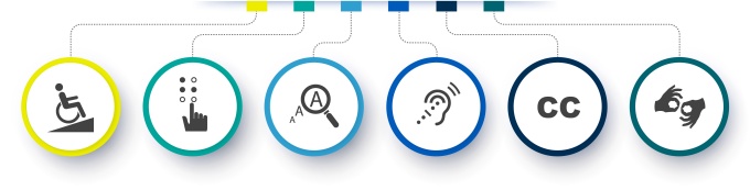 A six-step circle infographic concept. Demonstrates the journey towards improved accessibility. 