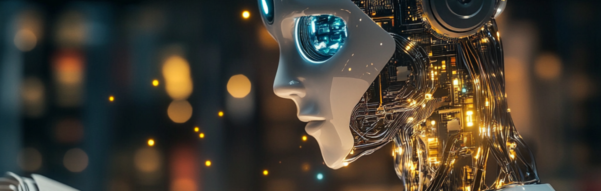 AI robot reading a book.