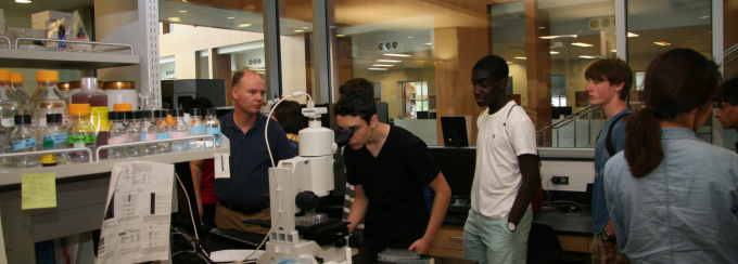 Students touring HWI. 