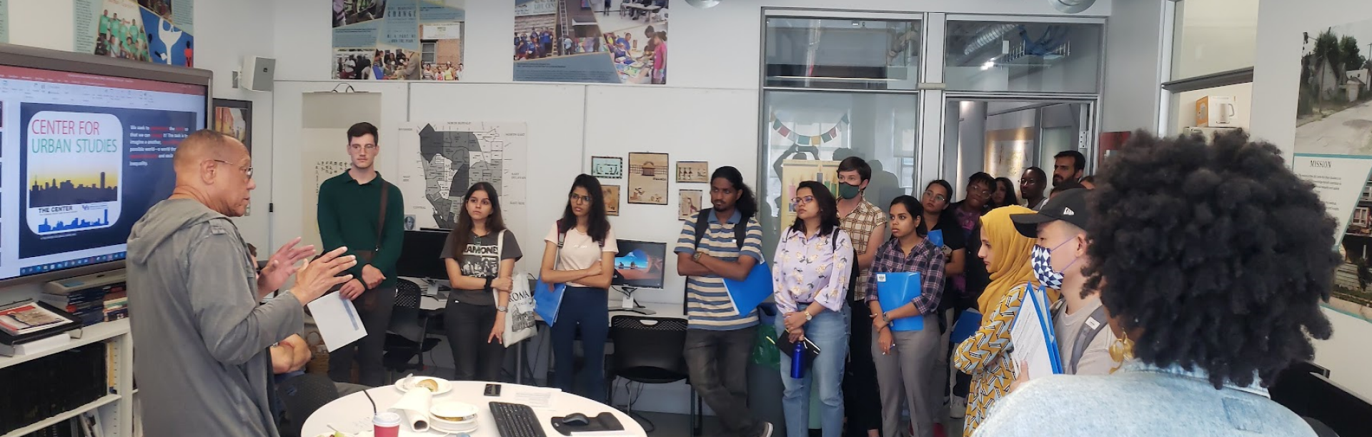 Professor Taylor speaking to graduate students.