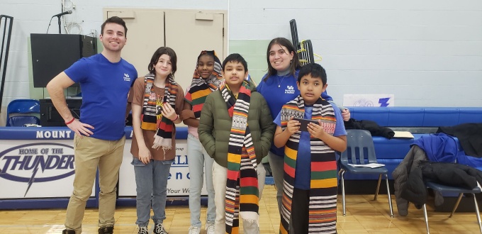 Group of teammates at the competition. 