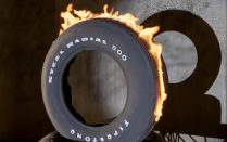 Image of a flaming radial tire. 