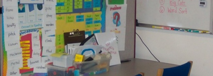Zoom image: Students and clinicians work together to personalize the work space for each student. 
