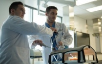Student and professor in lab. 