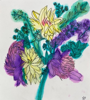 Flower Study, 12x12, Watercolor.