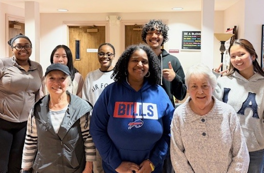 Acker Scholars and representatives from St. Luke's United Church of Christ pose for a group picture. 