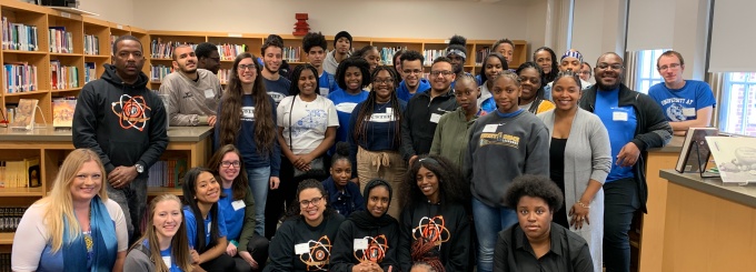 CSTEP Students and Staff in the library at a local high school. 
