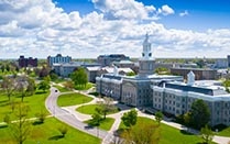 Aerial view of Hayes Hall on UB's South Campus. 