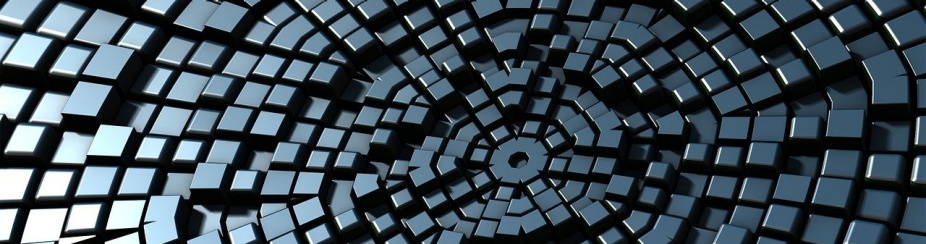 Graphic of a series of small cubes in a circle pattern. 