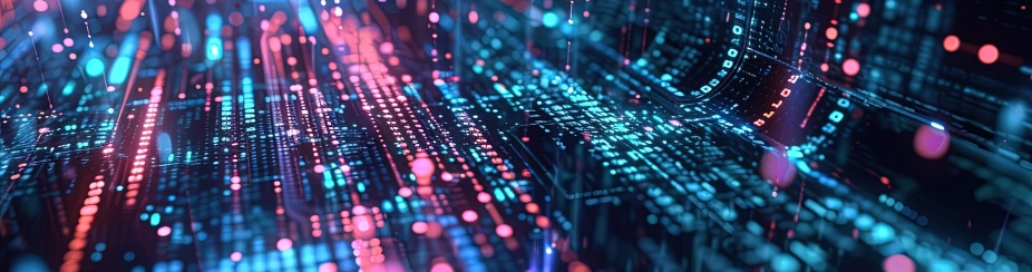 Electronic lights flashing across a circuitboard. 