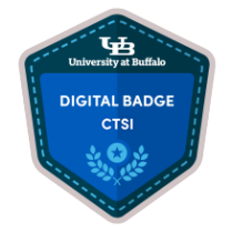 Graphic featuring a UB Digital Badges crest (reading DIGITAL BADGE CTSI). 