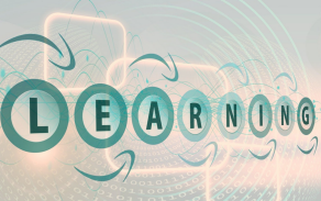 Graphic in which the word LEARNING is spelled out and arrows point between the circled letters. 