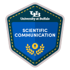 Graphic of a digital badge stating Scientific Communication. 