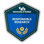 Graphic of a digital badge stating Responsible Conduct of Research. 