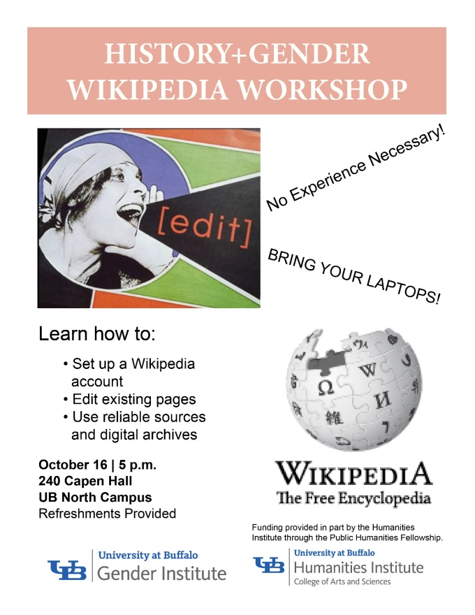 History+Gender Wikipedia Workshop Flier. 