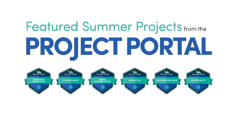 featured summer projects from the project portal; digital badge icons. 