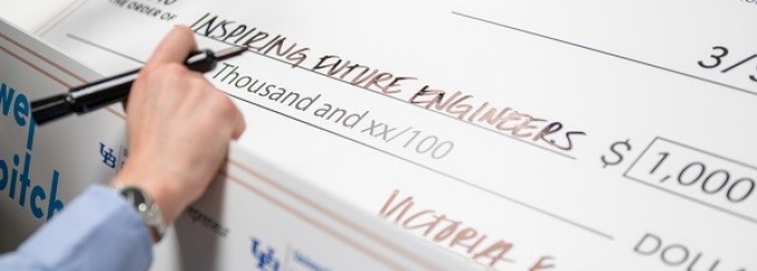 giant prize check. 