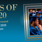 EOC GRADUATION Class of 2020 text with people in caps and gowns. 