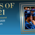 EOC GRADUATION Class of 2021 Commencement photo of people in caps and gowns. 
