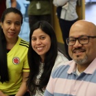 students with staff member. 