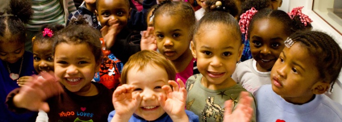 A group of smiling kids. 