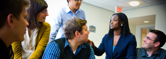 Several people talking. 