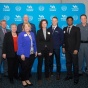 Zoom image: Chairs of the Faculty Senate and Professional Staff Senate with the presenters. 