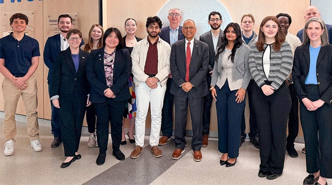 Recipients of the SUNY Chancellor's Award for Student Excellence pose for a photo at a recent breakfast hosted by Satish K. Tripathi, Provost A. Scott Weber and Brian Hamluk, vice president for student life. Congratulations to these outstanding True Blue students! Photo: Allison Rhinebarger. 