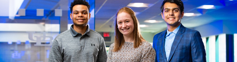 Paul Dewan Jr. (left), Meghan Sullivan and Krish Patel (right).