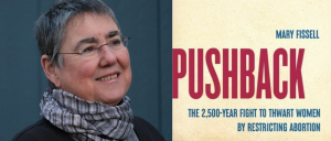 Photo of a woman smiling to the side of the camera, cover for book "Pushback".