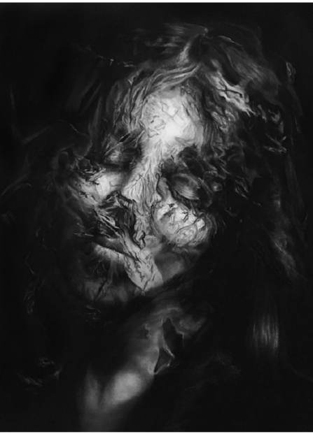 Image of a painting of a ghostly girl, Tenuous, by Tricia Butski. 