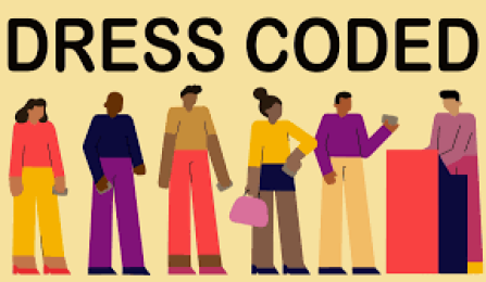 on yellow background, we see digitally drawn pictures of women. 