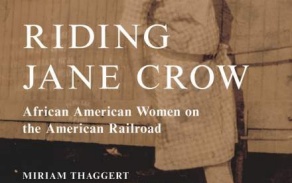 Photo shows a book cover with the words "RIding Jane Crow". The photo is of a young girl on a rail car. 