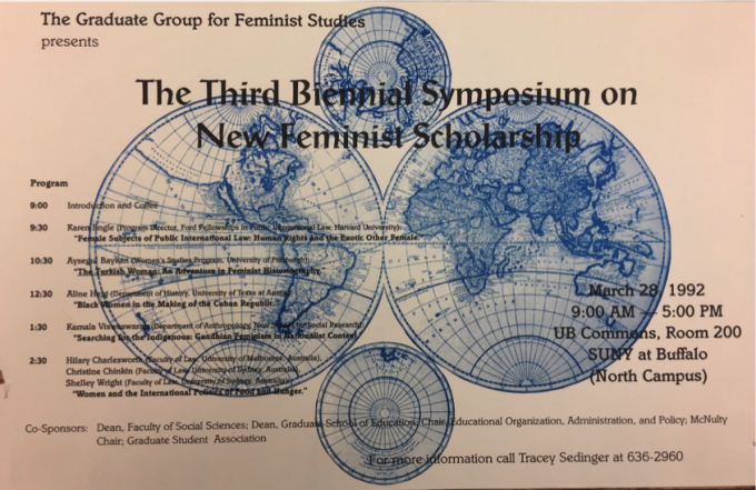Zoom image: Symposium Poster, 1992. This and all subsequent images of Graduate Group for Feminist Studies posters are courtesy of the University Archives, University at Buffalo 