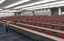 Zoom image: An illustration of a lecture hall in the new medical school.