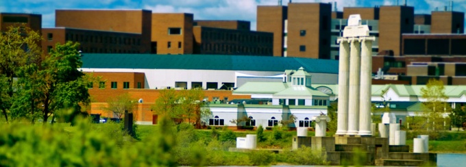 Lake LaSalle, Baird Point and various buildings on UB's North Campus. 