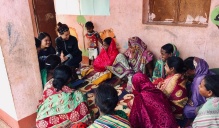 Students hold workshop on sanitation and hygiene with a womens group in Odisha, India. 