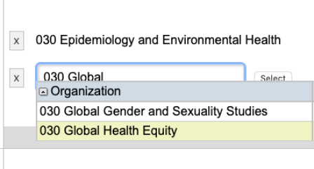 Select affiliation CLICK example. 