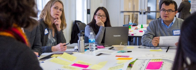 Faculty working at the Food Equity Ideas Lab. 
